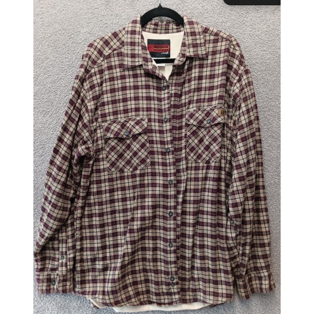 Wrangler RIGGS Workwear Flannel Shirt Jacket L Lined Plaid